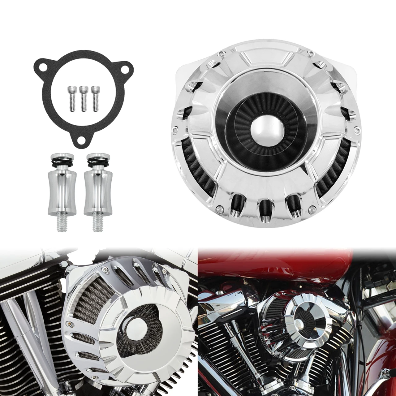 

Motorcycle Chrome Air Cleaner Inverted Filter For Harley Touring Electra Road Glide 08-16 For Dyna FXDLS (2017)