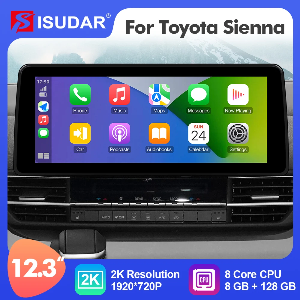 

ISUDAR 12.3 Inch Android 12 Car Radio For Toyota SIENNA 2021 2022 2023 GPS Auto Multimedia Stereo Player Carplay 4G Net 2 Din