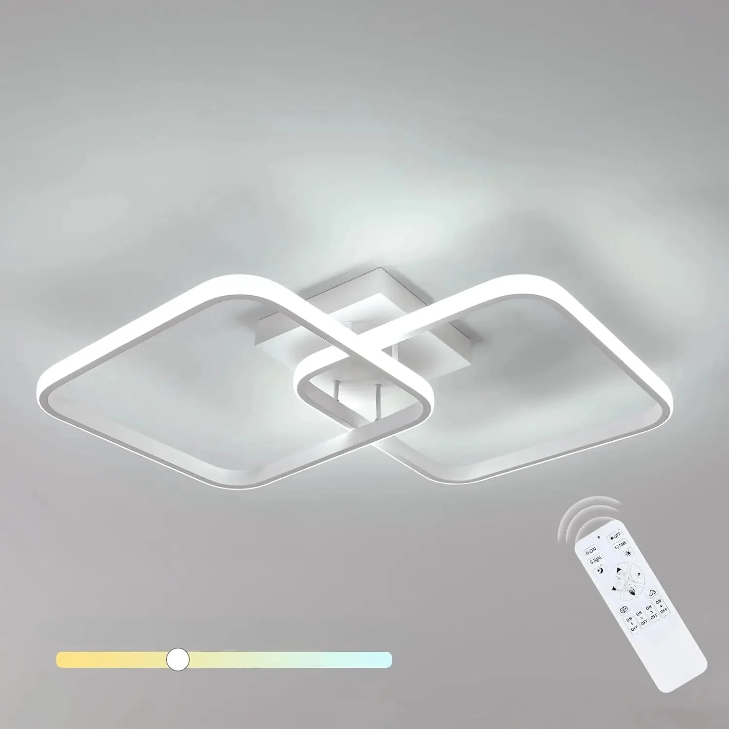 50W 5625LM LED Ceiling Light Dimmable,Ceiling Lamp with Remote Control 3000K-6500K 59cm,Modern Square Ceiling Lamps for Bedroom