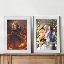 Throne of Glass Aelin and Rowan Painting Canvas Poster Sarah J Maas Bookish Merch Art Prints SJM Reader Gifts Bookshelf Decor