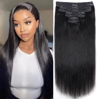 مشابك شعر للفتيات والنساء ، شعر طويل ومستقيم ، شعر سميك ، 18 مقطع ، 20 بوصة ، 22 بوصة ، 24 بوصة ، 26 بوصة ، 8 ٪