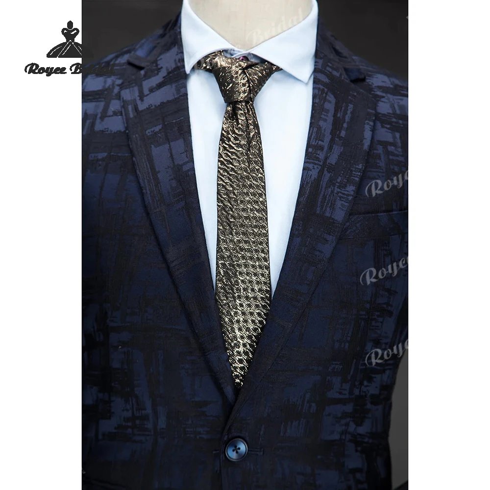 Notched Lapel Two Piece Single Breasted  Men's Suit Wedding 2026 Dark Blue Slim Fit Business Evening Suit costume homme mariage