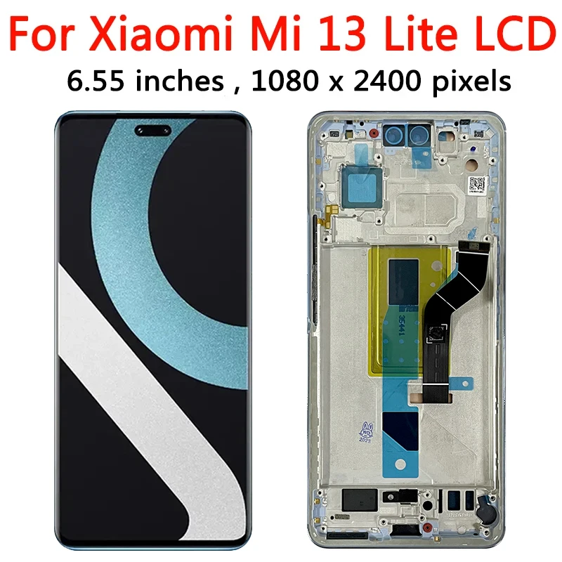 6.55“AMOLED For Xiaomi 13 Lite LCD Display Touch Screen Digitizer Assembly For Mi 13 Lite Display Repair Parts