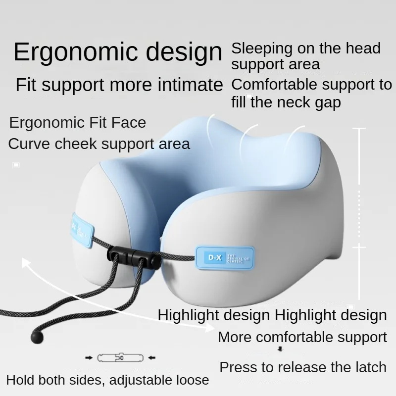 

Подушка-подголовник U-образной формы для путешествий, регулируемая, мягкая, компактная, дышащая, для сна дома, в автомобиле, офисе, самолете