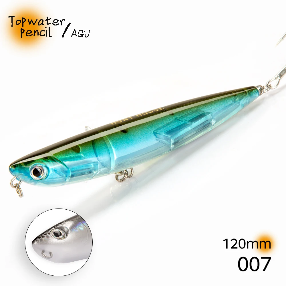 Hunthouse Topwater Pencil Angelköder 90mm/11,5g 120mm/26g Oberflächenköder WTD Top Walkers Pesca für Bass und Forelle