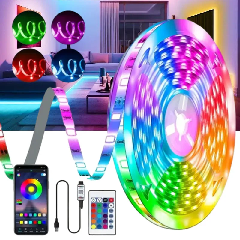 5V USB LED Strip Light Bluetooth Infrared Remote Control RGB Backlight 5050 Flexible Lamp Tape For Festival Room Computer Design