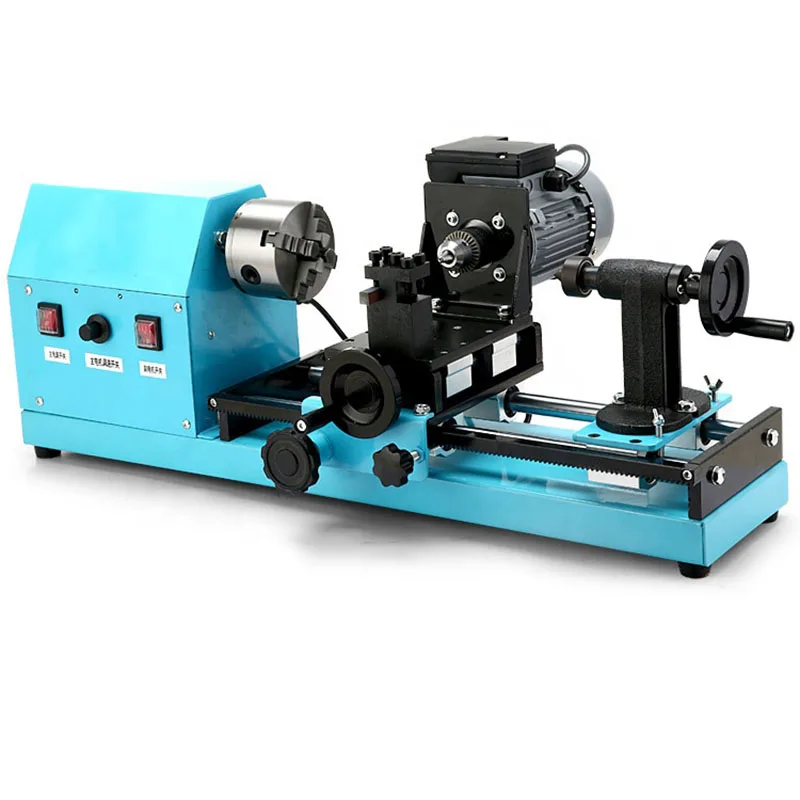 Multifuncional profissional automático mini cnc torno de madeira mandril diy ferramenta para trabalhar madeira redonda grânulo máquina torno ferramenta 220v