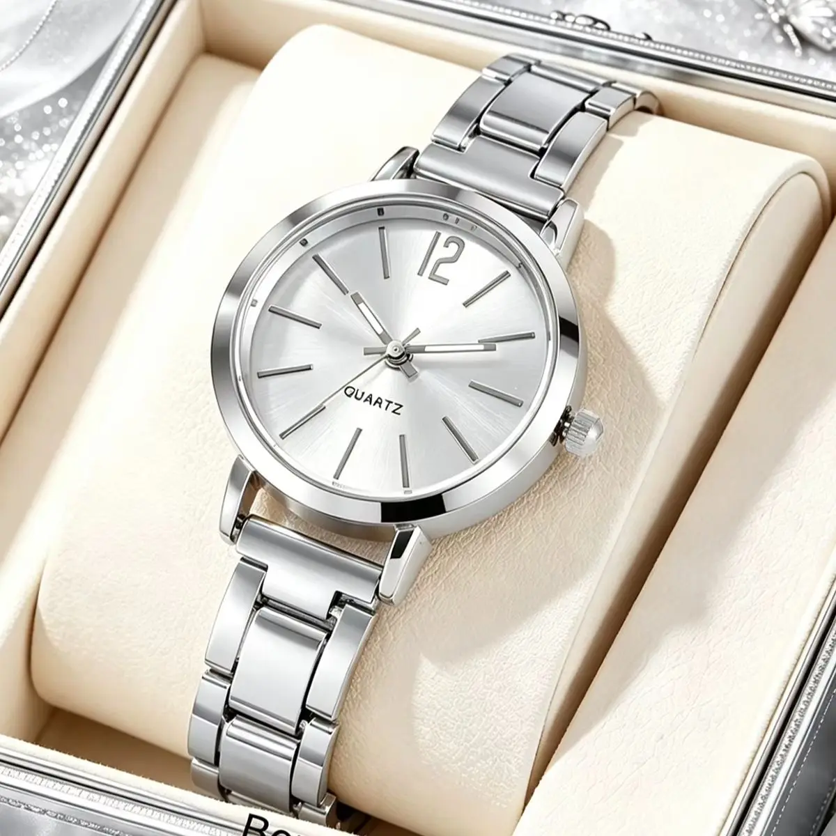 6-Piece Set, Women's Elegant and Simple Quartz Watch with a Waterdrop Bracelet, Necklace, Earrings, and Ring Set, Suitable for Everyday Casual Wear, Versatile and Practical, a Great Gift for Her.