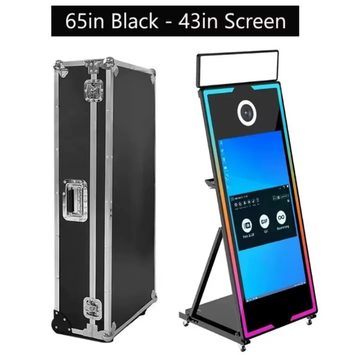 2026 Touchscreen Draagbare Fotohokje, 65-43 inch Spiegel Magic Fotohokje, Geschikt voor Bruiloften en Evenementen.