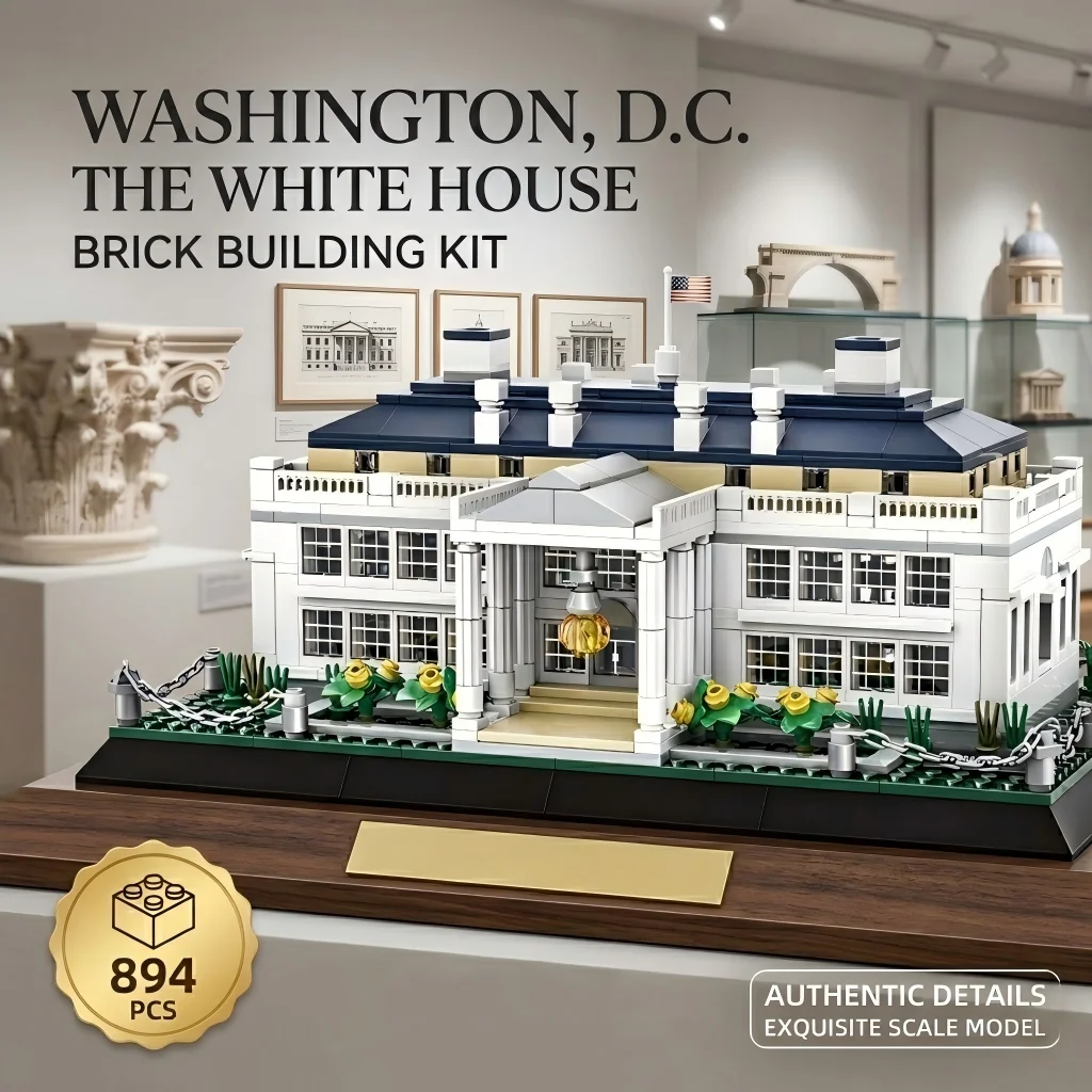 

MOC US White House DIY Building Blocks 894PCS Washington President Office Bricks Model Collection Landmark Architecture Toy