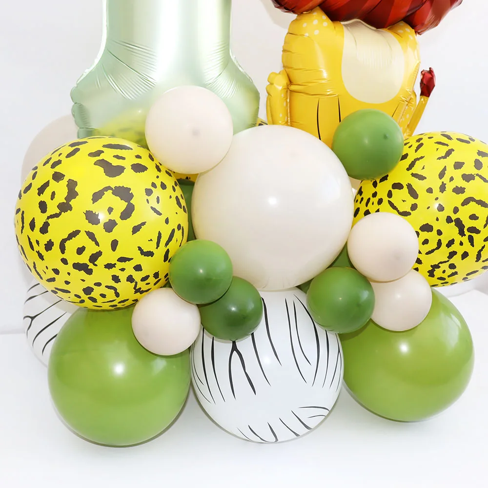 35 pz/set 32 pollici numero verde oliva animale leone palloncini Set Wild One Jungle Safari 1 2 3 4 5 6 anni decorazioni per feste di compleanno