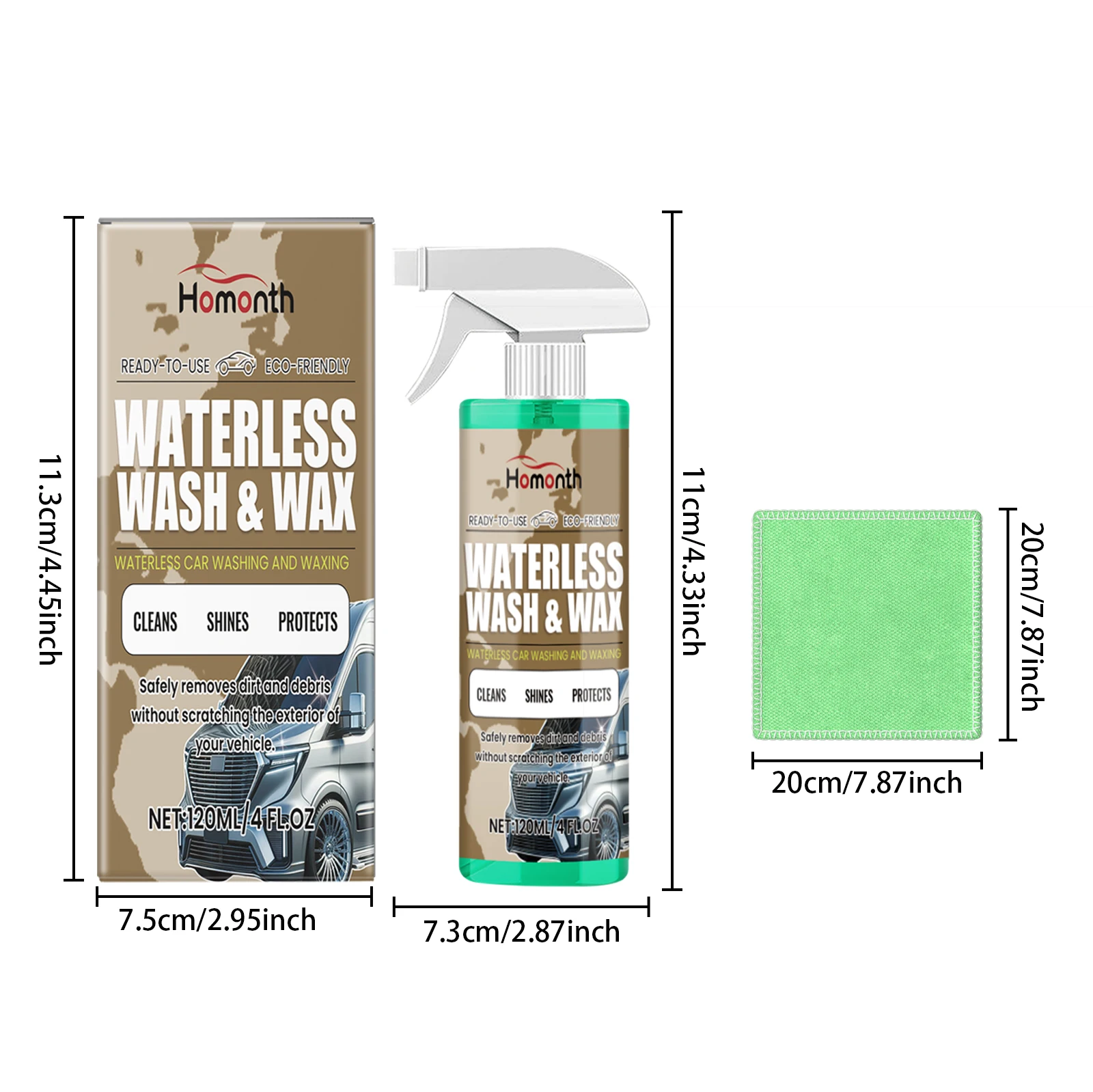 Homonth عامل طلاء السيارات بدون ماء تنظيف البقع إزالة الأوساخ استعادة اللمعان تعزيز لمعان إزالة الترسبات وكيل تنظيف السيارة