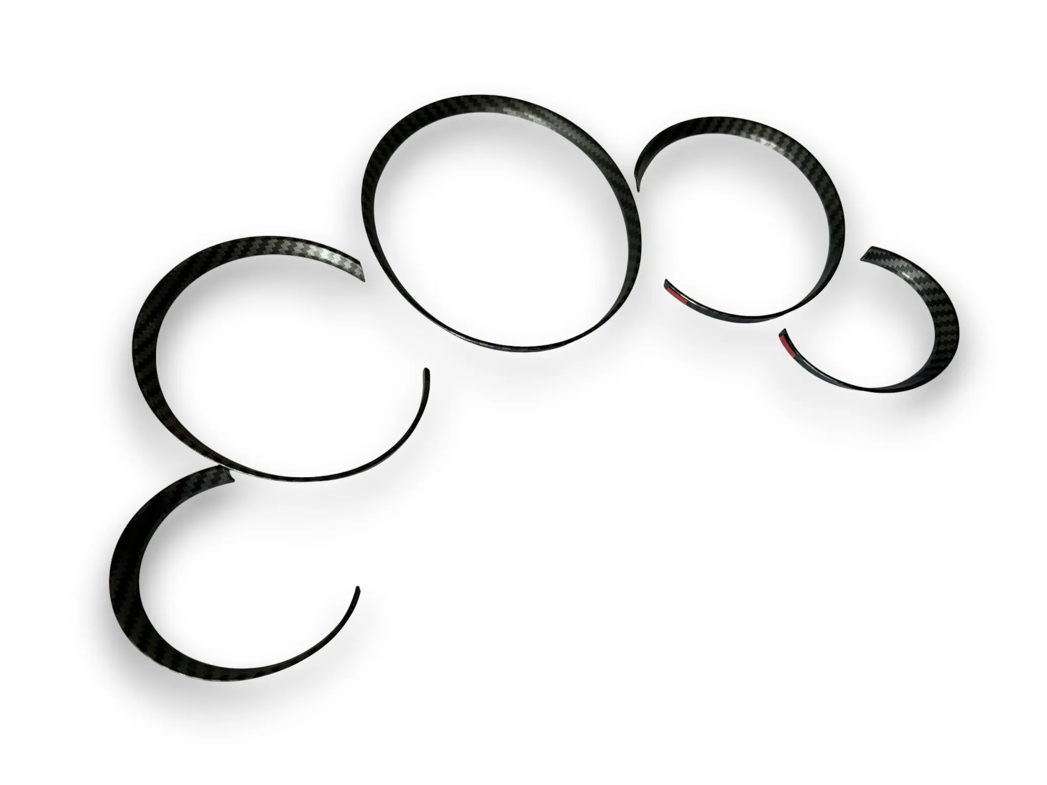 One Set of 5 Pieces - Matt Carbon Fiber Style Dashboard Dial Gauge Rings Bezel Trim For Porsche 911 997 GT3 GT3RS Turbo Targa view 2