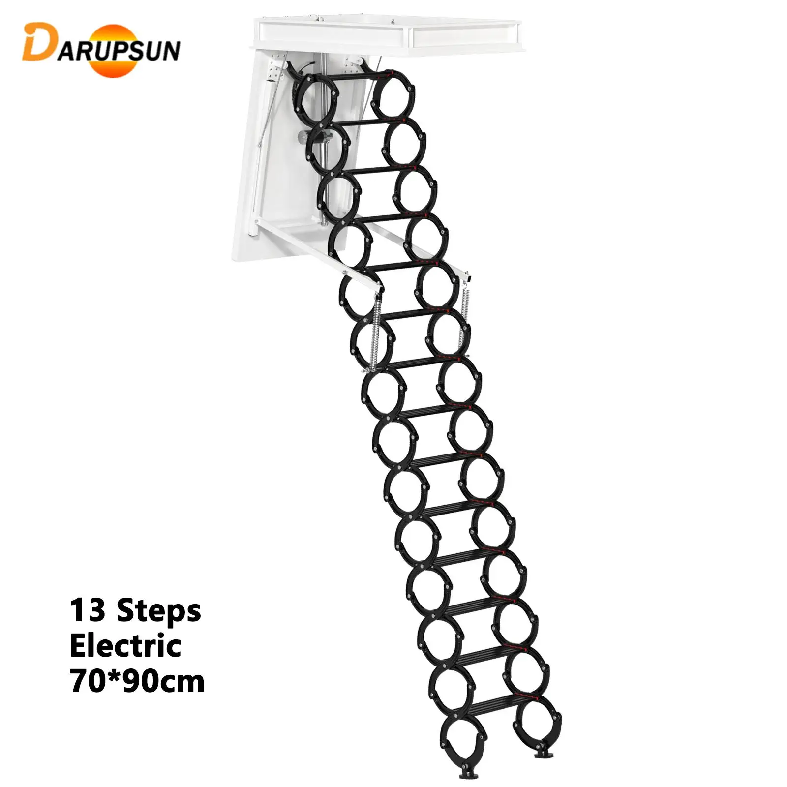 

DARUPSUN 13 Steps Electirc Acctic Ladder Aluminum Folding 11.8FT Remote for Home Ceiling Loft Stairs