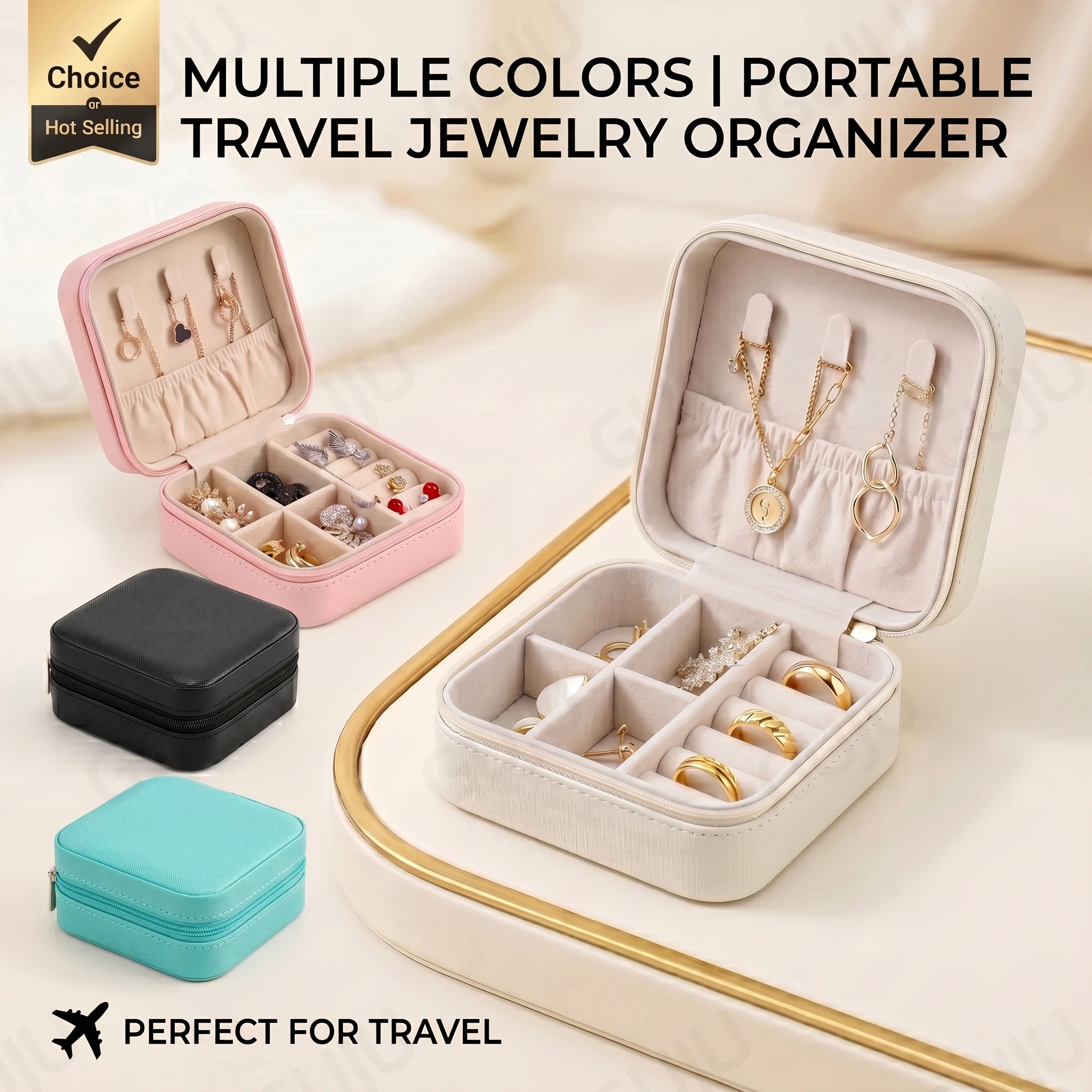 

Travel Jewelry Case Mini Portable Jewelry Travel Boxes Small Jewelry Organizer for Rings Earrings Watches Necklaces Lipsticks