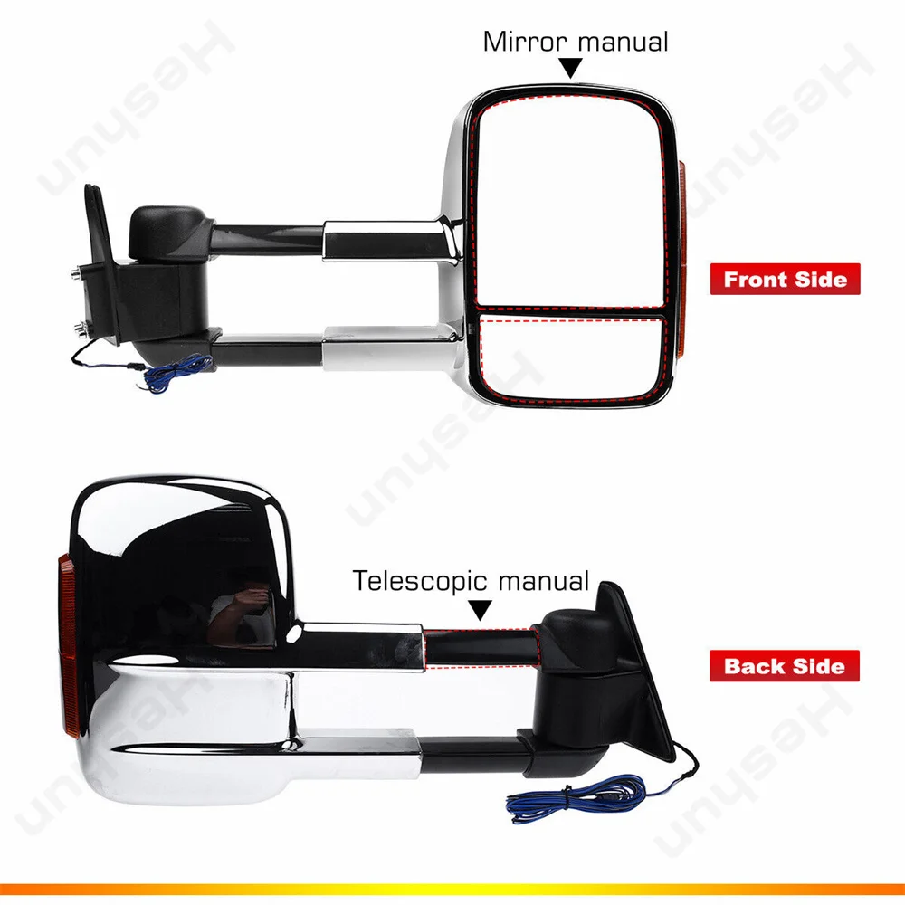 Extendable Towing Mirrors Pair For Toyota Land cruiser 80 Series TLC80 1990 - 1998 Manual Folding Turn Signal Light Side Mirror