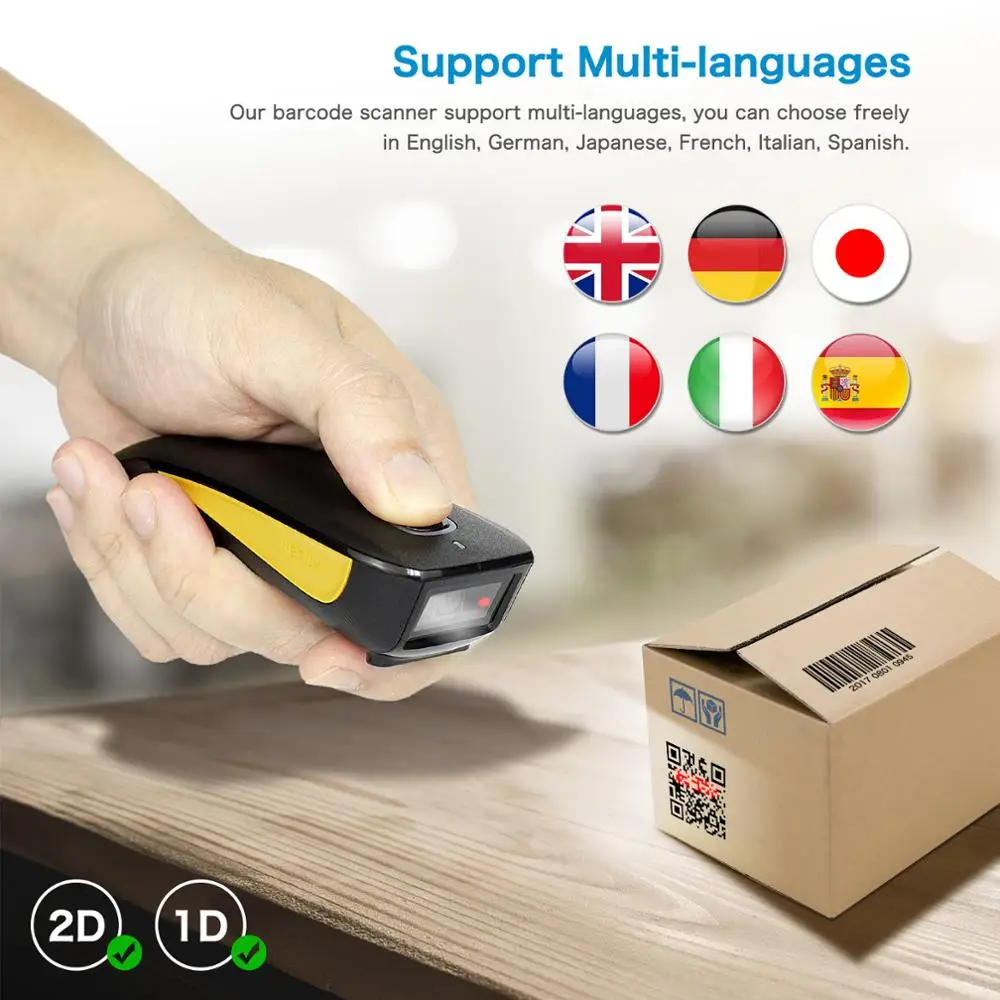 Netum-バーコードスキャナー,Bluetooth付き,ポケット付き,ワイヤレスqrリーダー,データマトリックス,c750,2d,pdf417,iOS, Android, Windows