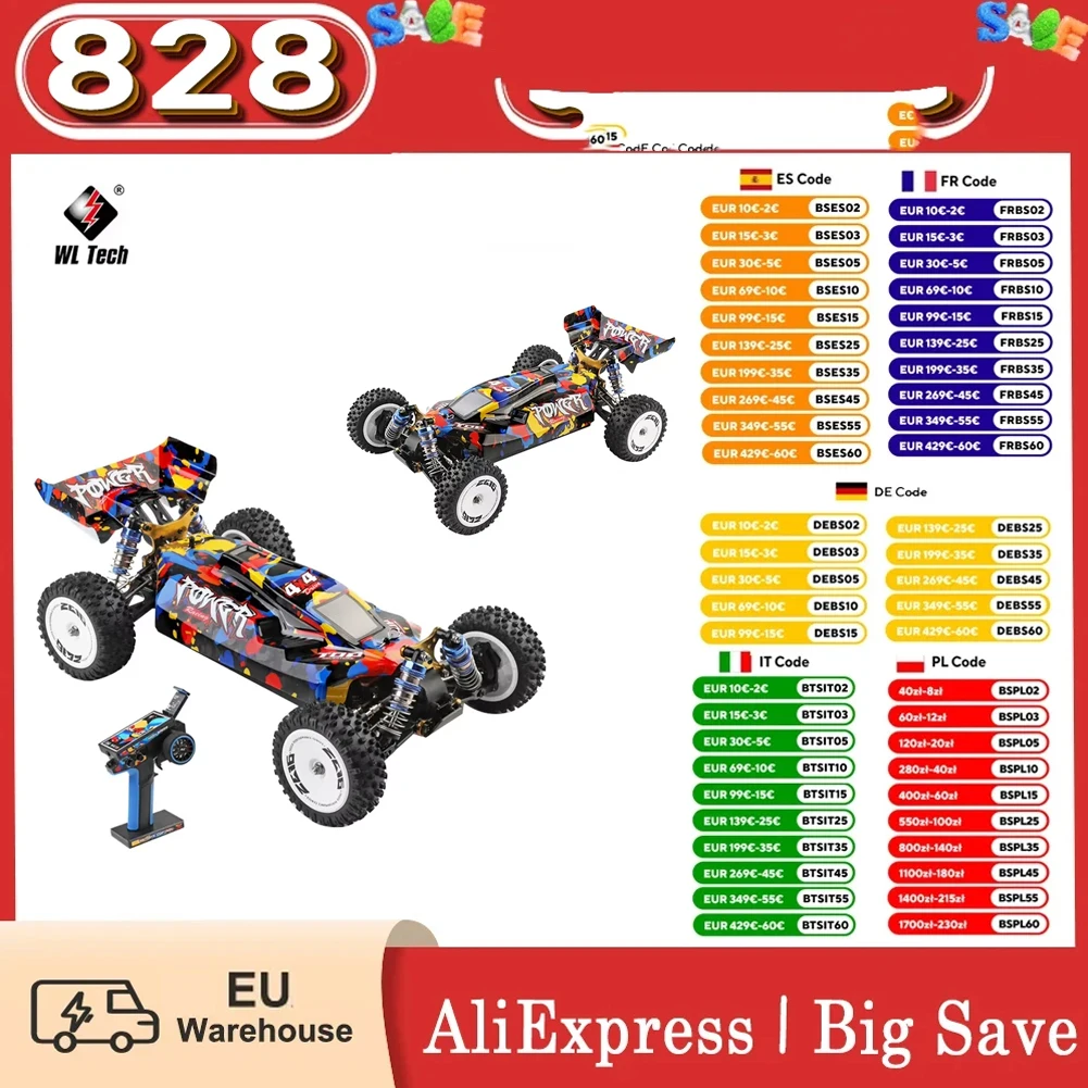 Wltoys 124007 Scala 1/12 2.4g Rc Car 4Wd Brushless 75Km/H Fuoristrada Velocità Modello di Veicolo da Corsa Rtr Giocattolo - Una Batteria