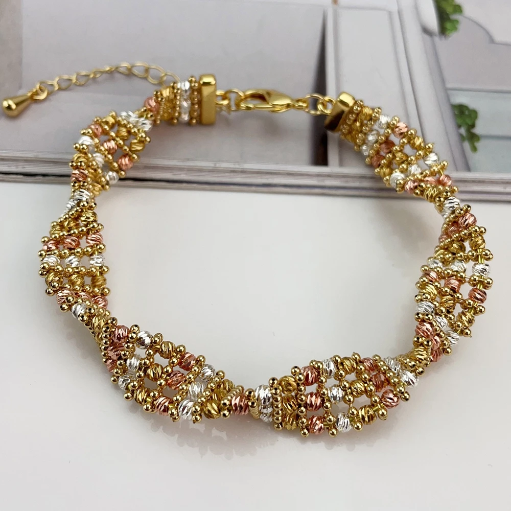 EMMA موضة دبي مطلية بالذهب الخرز القلائد أقراط خواتم مجموعات المجوهرات الجميلة للنساء هدايا مجوهرات حفلات الزفاف FHK21402