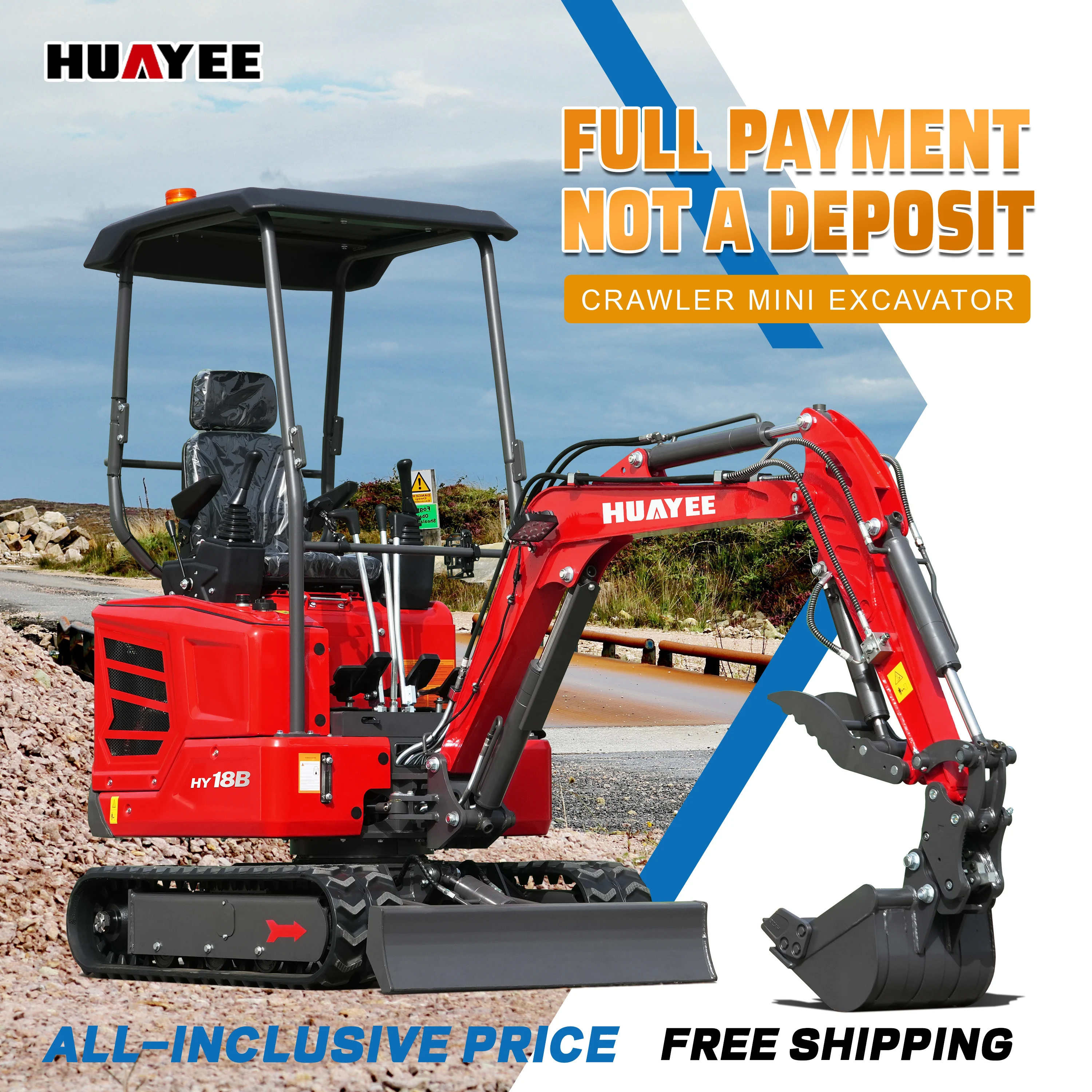 Pagamento completo, não um depósito Mini Escavadeira - uma máquina profissional de 2 toneladas, equipada com um poderoso motor Kubota de 14 cavalos de potência