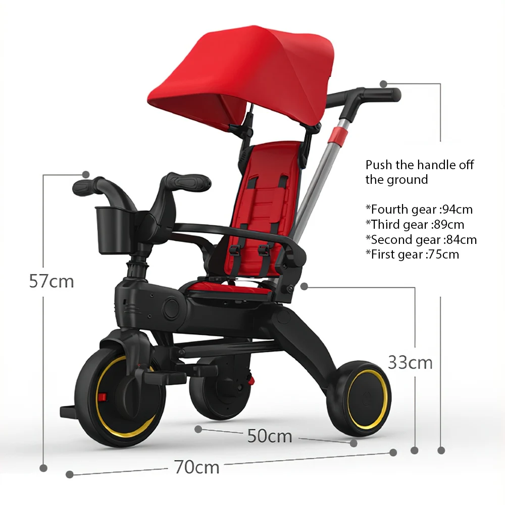 Wózek dziecięcy trójkołowy od 1 do 5 lat wózek ręczny lekki 6.8KG rowerek dla dziecka składany przenośny rower trójkołowy dla dzieci