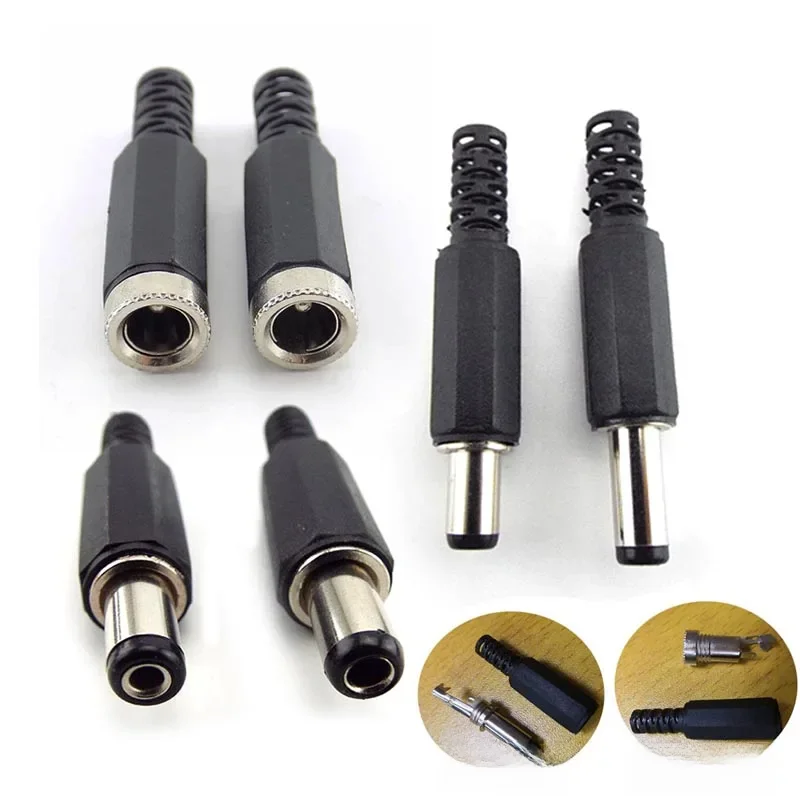 10 sztuk gniazdo wtykowe DC 12V 3A wtyk męski + gniazdo żeńskie do montażu panelowego złącze typu jack materiały elektryczne 5.5*2.1 5.5*2.5mm — zdjęcie 2