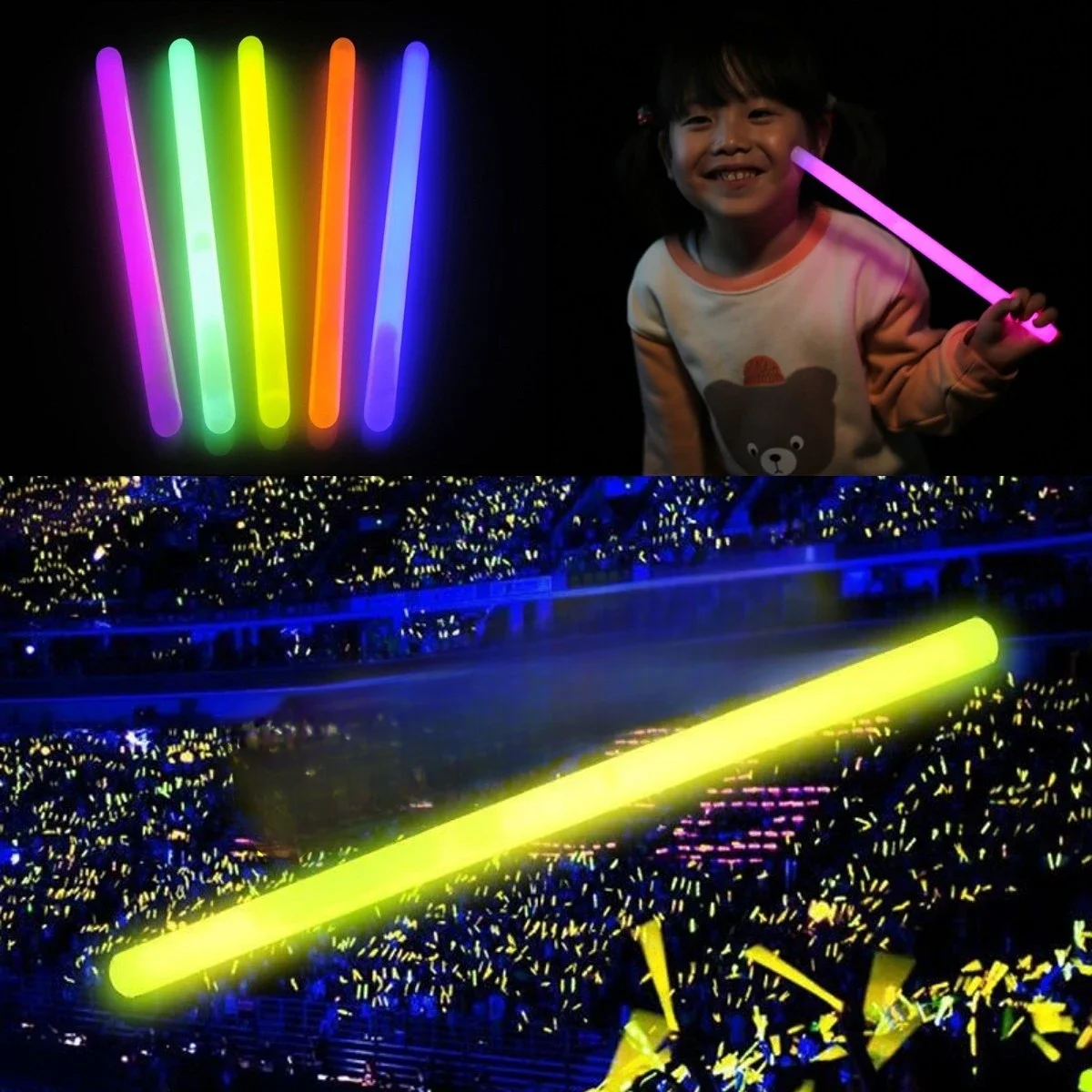 Grands bâtons lumineux de 35cm, 10 pièces, structurels ents, brille dans le noir, néon, pour mariage, fête d'anniversaire, prohibe la décoration