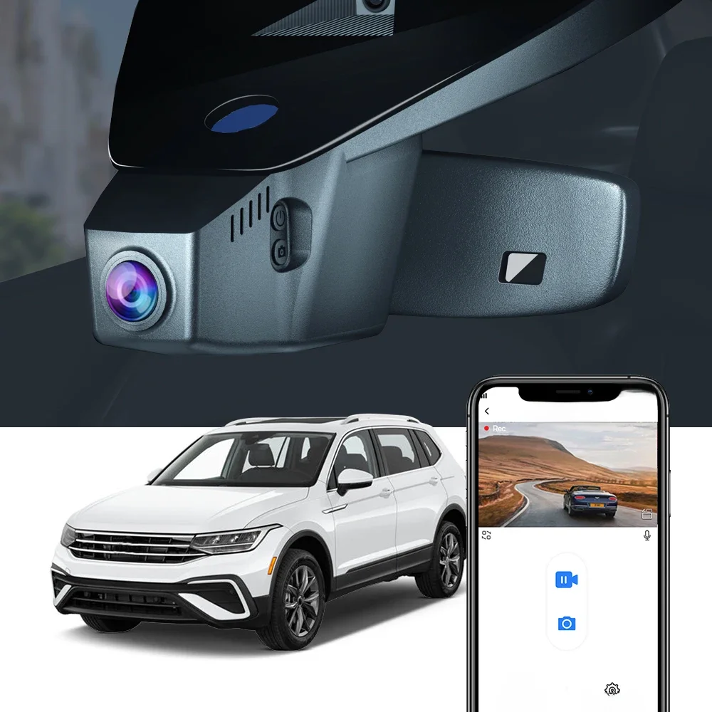 FITCAMX 4K Dashcam für VW Volkswagen Tiguan MK2 2016-2024/ TYRON X 2023 / UP, E-Up 2019-2025, Eingebautes WLAN & App