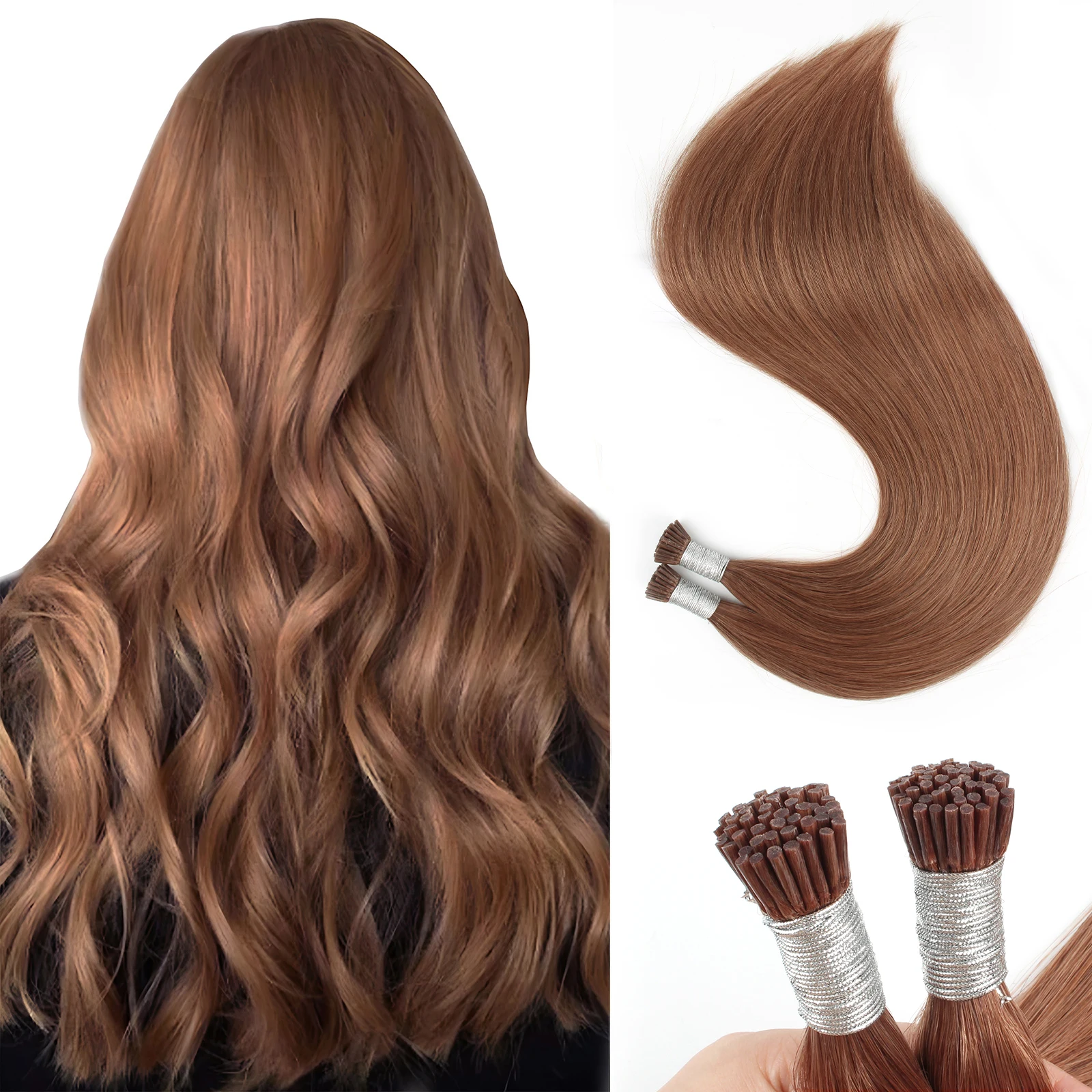 

Sixstarhair 50 и 100 прядей I Tip Наращивание человеческих волос 50 г Предварительно скрепленные 14/16/18/20/22/24 дюйма Наращивание человеческих волос для женщин