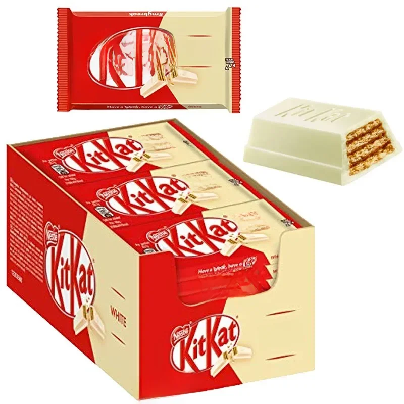 Kit Kat White com Case, Composto por Quatro Barras, Um Waffle de Biscoito Coberto por uma Doce
