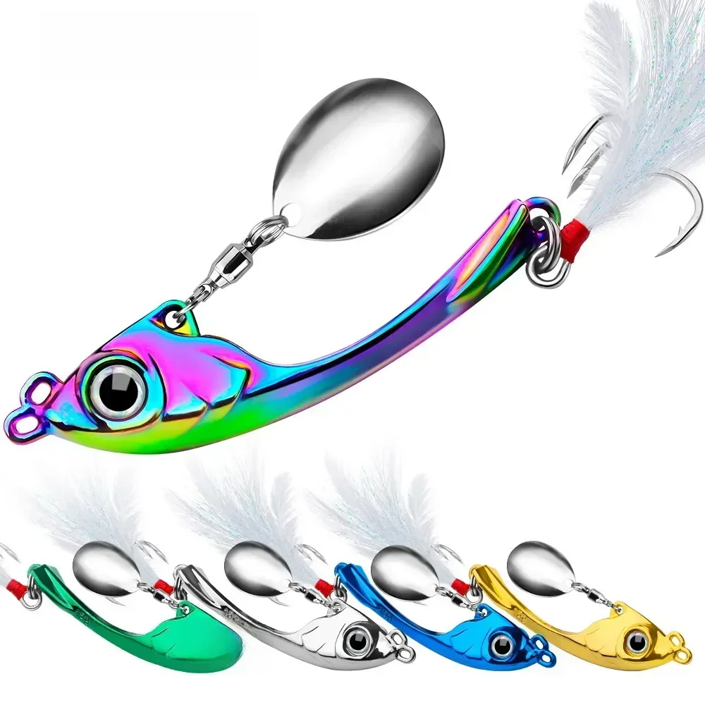 Spinner appât 7g 10g 15g métal Vib leurre de pêche à la traîne cuillère rotative Wobbler coulant appât dur avec paillettes Pesca pour bar brochet