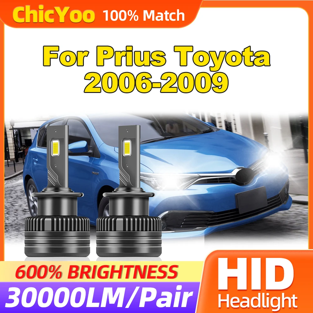 

30000LM HID Xenon Lights 120W Turbo Auto Headlamp Bulbs 6000K White LED Headlights For Prius Toyota 2006 2007 2008 2009