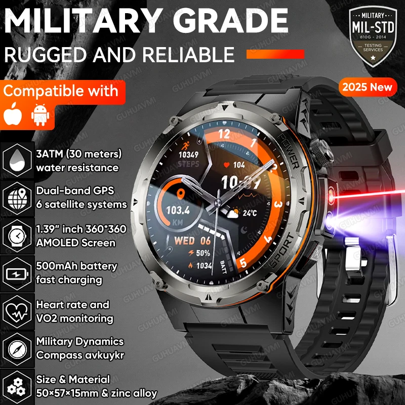 

T-Rex 2 Ultra GPS военные умные часы NFC 3ATM водонепроницаемые 500 мАч большой аккумулятор прочные умные часы многофункциональные УФ + инфракрасные