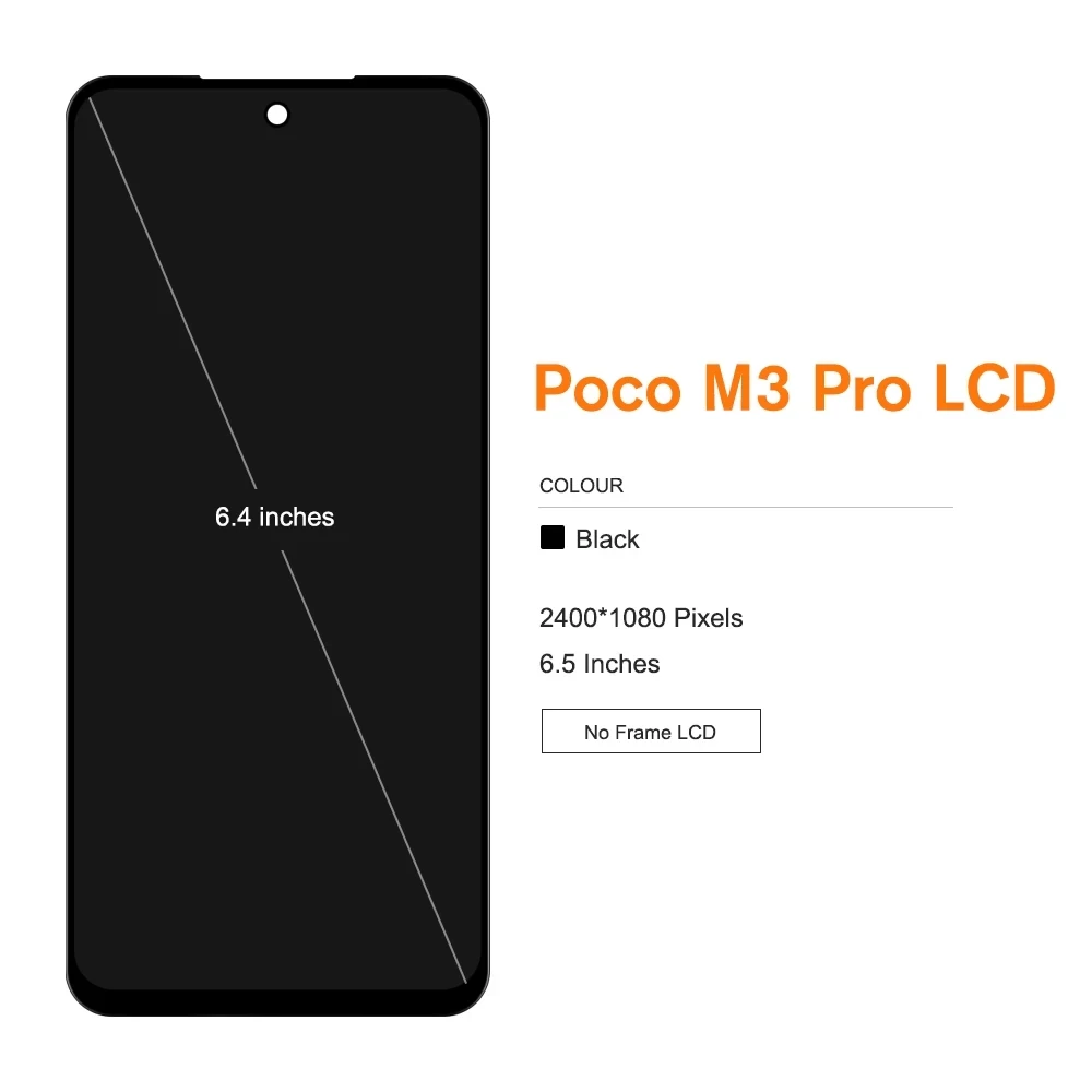 6.5\'\' Original LCD For Xiaomi Poco M3 Pro 5G M2103K19PG M2103K19PI LCD Display With Frame Touch Digitizer For Poco M3 Pro Screen