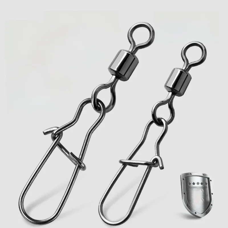 Duo-Lock Snap Wirbel 50 ~ 200 Stück Angelwirbel Snap Edelstahl Messing Salzwasser Angeln Rolling Barrel Wirbel Anschlüsse Tackle