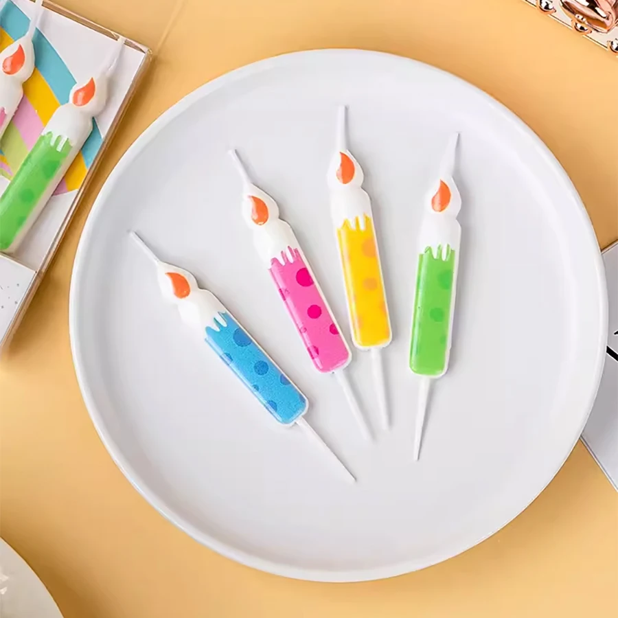 شموع لهب شريطي ملونة ، تزيين كعكة عيد الميلاد ، أربعة رياح موسمية ، عتيقة وعتيقة #1