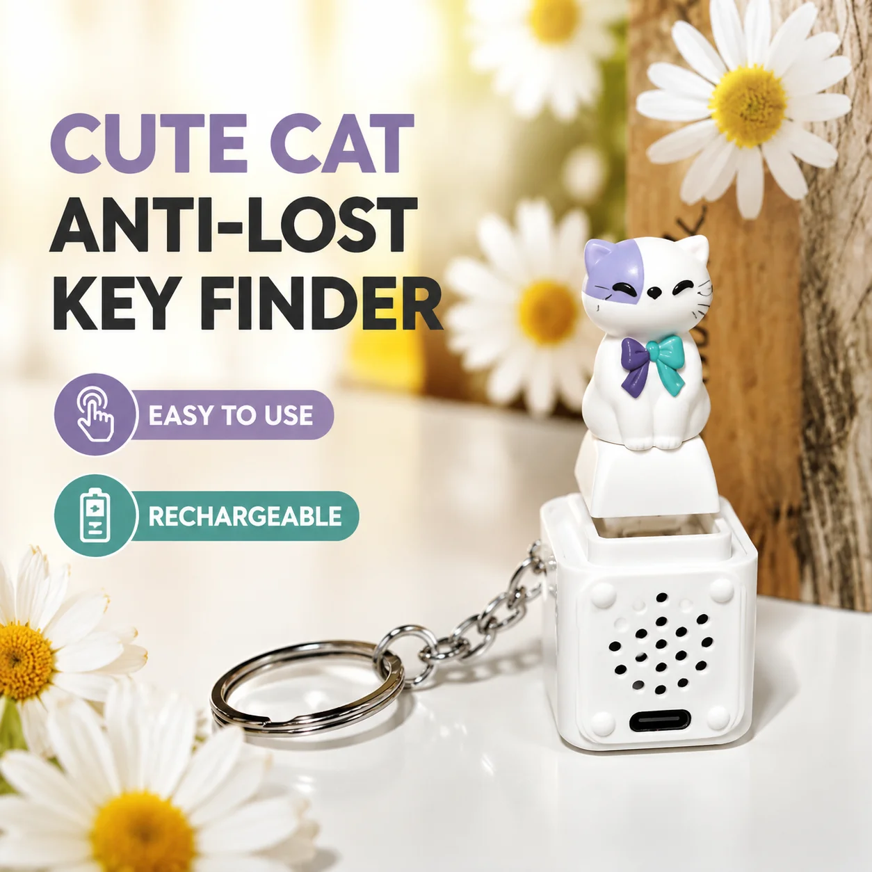 Cute Pet Cat And Dog Voice Button Keychain Usb Charging Sound And Light Decompression Mechanical Key Pendant Surprise Gift