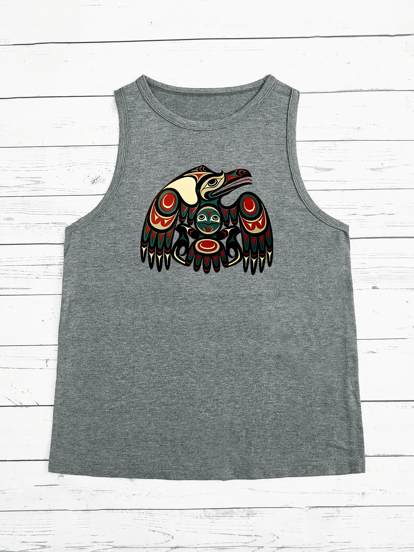 Haida Tlingit Inheemse Raven Totem Klassieke Print Fashion Funny Sports Women's Tank Top Loose O Neck Sleeveless Casual Tank