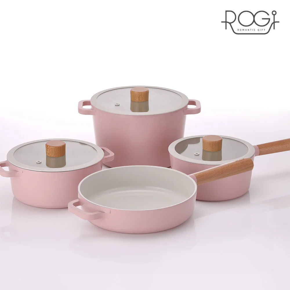 Rogi Colo IH Rosha 4-Piece Set B Ramen Pot Induction Small Pot Kitchenware Cookware Pot Set Stockpot for Bone Broth