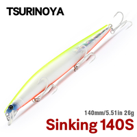 TSURINOYA 140mm 26g STINGER 140S  Weight System Sinking Fishing Lures Minnow Long Casting  Jerkbait Hard Baits Seabass