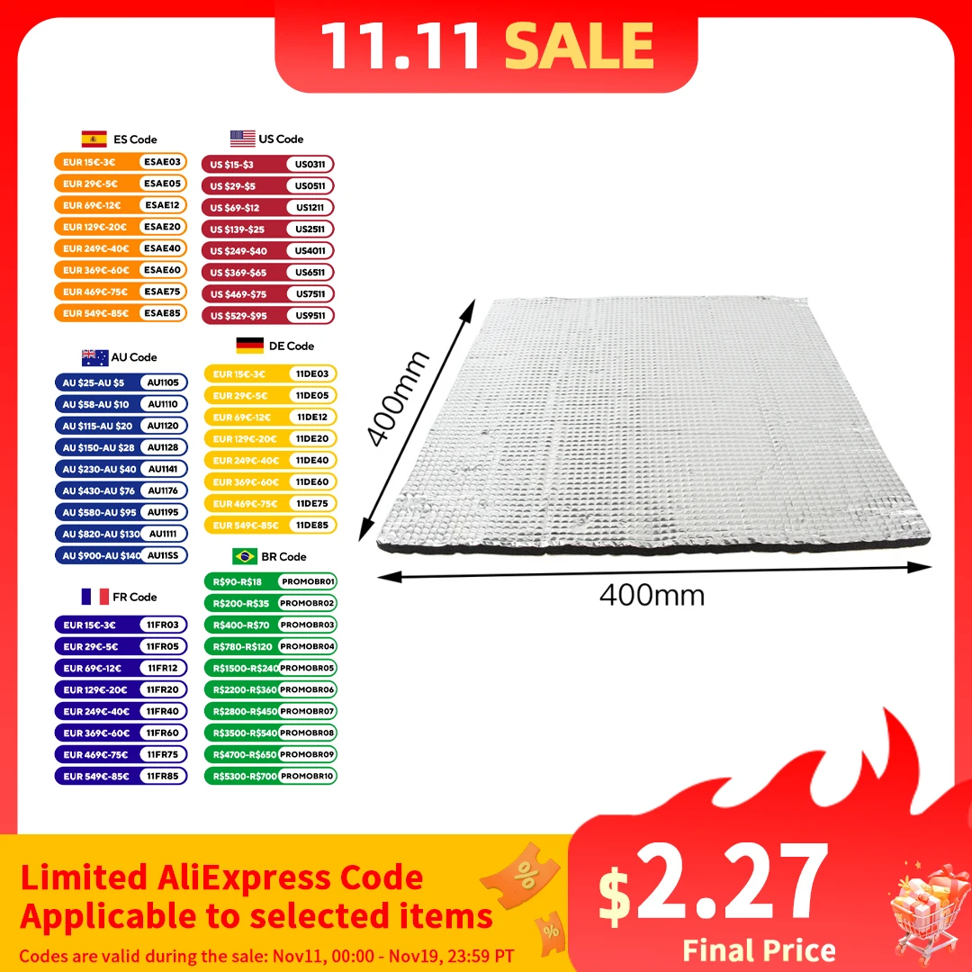 1 peça 400*400*10mm isolamento térmico algodão impressora 3d cama de aquecimento adesivo folha de isolamento autoadesivo algodão 10mm de espessura