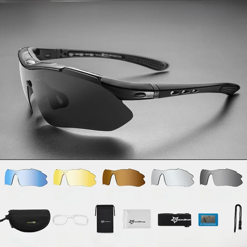 AliExpress ROCKBROS Polarized Sports Glasses Men Sunglasses Road Cycling Glasses Mountain Bike Glasses Goggles Eyewear 5 Lens MTB Glasses