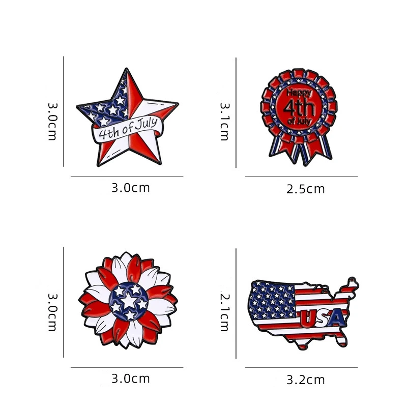 Chic Alloy Brooch For Women Men American Independence Day Jewelry USA Flag Sign Enamel Lapel Pin Badge Bags Jacket Clothes