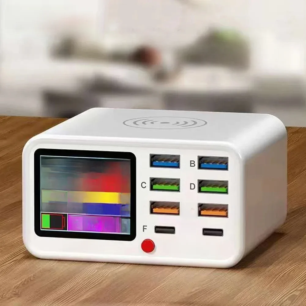 Wielofunkcyjna stacja ładująca USB typu C o mocy 65 W Bezprzewodowe ładowanie Szybkie 8 portów PD QC3.0 Zasilacz do szybkiego ładowania telefonu — zdjęcie 2