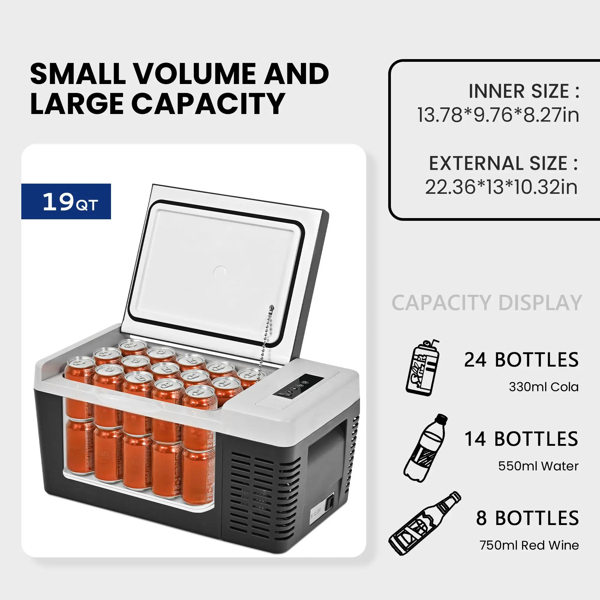 ICYGLEE 12V Car Fridge Refrigerator 18L Compressor APP Control Portable Refrigerator Portable Freezer for Camping Travel Boat