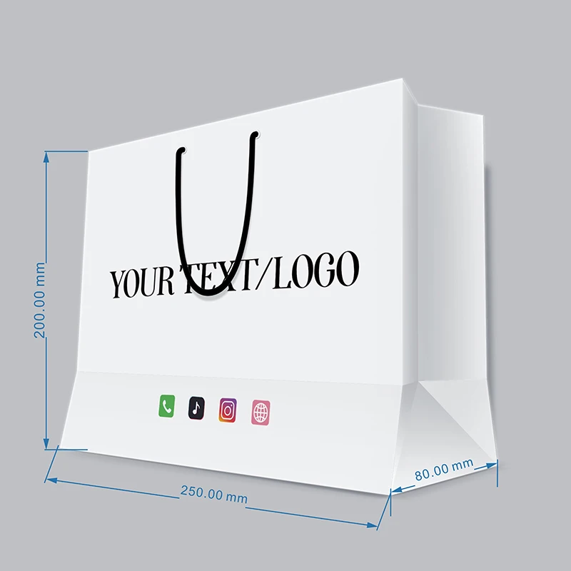 5/10/20/50 Pack Custom Logo Paper Bag Portable Wig Handle Rope Storage Paper Bag Various Colors Optional Personalized Gift Bag