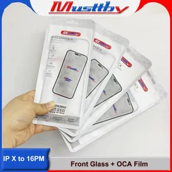 Musttby 5pcs for Apple 16 pro max 1:1 ORI Front Outer Glass + OCA Goose For iPhone 11 12 13 14 pro X Xs max Touch Screen Repair