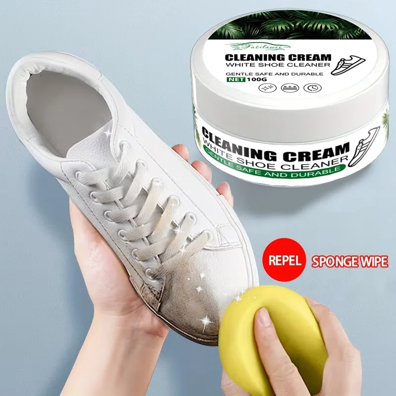 Crème de nettoyage pour baskets polyvalente : sans rinçage, élimine les taches - convient aux chaussures blanches et aux surfaces de bateau