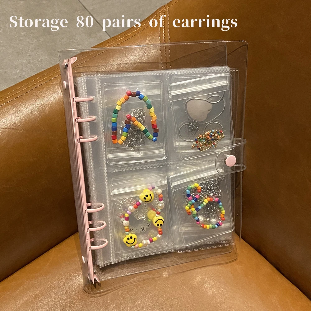 Anti-oxidation Jewelry Storage Box Jewelry Sealed Bag Four Grid Portable Loose-leaf  Storage Booklet Comes With 50 Bags