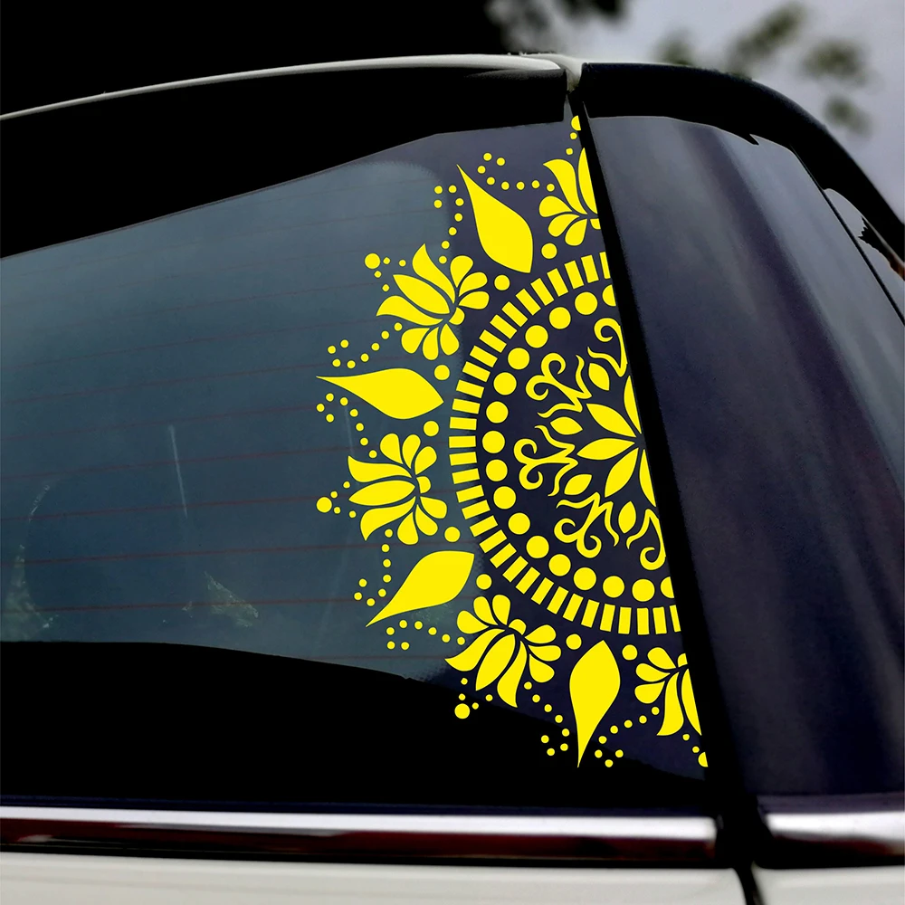 Mandala Car Decal Vinyl Stickers Windows Hood Decals Lotus Flower Decorative Ornament Vinyl Accessories Waterproof Parts view 2